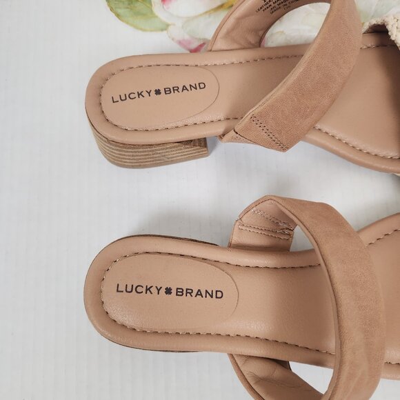 Lucky Brand Size 10M Razilla Leather Upper Neutral Tones Boho Women's Sandals - Picture 5 of 7